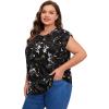 imageFloerns Womens Plus Size Floral Print Short Sleeve Summer Blouse Top ShirtBlack Floral