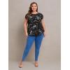 imageFloerns Womens Plus Size Floral Print Short Sleeve Summer Blouse Top ShirtBlack Floral