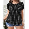 imageFloerns Womens Plus Size Floral Print Short Sleeve Summer Blouse Top ShirtBlack Polka Dots