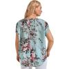 imageFloerns Womens Plus Size Floral Print Short Sleeve Summer Blouse Top ShirtBlue