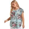 imageFloerns Womens Plus Size Floral Print Short Sleeve Summer Blouse Top ShirtBlue