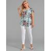 imageFloerns Womens Plus Size Floral Print Short Sleeve Summer Blouse Top ShirtBlue