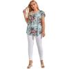 imageFloerns Womens Plus Size Floral Print Short Sleeve Summer Blouse Top ShirtBlue