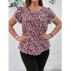 imageFloerns Womens Plus Size Floral Print Short Sleeve Summer Blouse Top ShirtBurgundy Heart