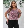 imageFloerns Womens Plus Size Floral Print Short Sleeve Summer Blouse Top ShirtBurgundy Heart