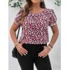 imageFloerns Womens Plus Size Floral Print Short Sleeve Summer Blouse Top ShirtBurgundy Heart