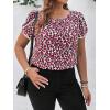 imageFloerns Womens Plus Size Floral Print Short Sleeve Summer Blouse Top ShirtBurgundy Heart