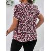 imageFloerns Womens Plus Size Floral Print Short Sleeve Summer Blouse Top ShirtBurgundy Heart