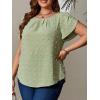 imageFloerns Womens Plus Size Floral Print Short Sleeve Summer Blouse Top ShirtGreen Dots