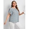 imageFloerns Womens Plus Size Floral Print Short Sleeve Summer Blouse Top ShirtGrey Blue
