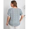 imageFloerns Womens Plus Size Floral Print Short Sleeve Summer Blouse Top ShirtGrey Blue
