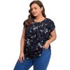 imageFloerns Womens Plus Size Floral Print Short Sleeve Summer Blouse Top ShirtNavy Blue Floral