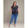 imageFloerns Womens Plus Size Floral Print Short Sleeve Summer Blouse Top ShirtNavy Blue Floral