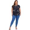 imageFloerns Womens Plus Size Floral Print Short Sleeve Summer Blouse Top ShirtNavy Blue Floral