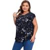 imageFloerns Womens Plus Size Floral Print Short Sleeve Summer Blouse Top ShirtNavy Blue Floral