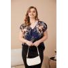 imageFloerns Womens Plus Size Floral Print Short Sleeve Summer Blouse Top ShirtNavy Blue V