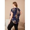 imageFloerns Womens Plus Size Floral Print Short Sleeve Summer Blouse Top ShirtNavy Blue V