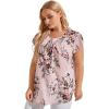 imageFloerns Womens Plus Size Floral Print Short Sleeve Summer Blouse Top ShirtPink 2