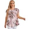 imageFloerns Womens Plus Size Floral Print Short Sleeve Summer Blouse Top ShirtPink 2