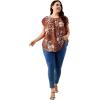 imageFloerns Womens Plus Size Floral Print Short Sleeve Summer Blouse Top ShirtRedwood