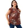 imageFloerns Womens Plus Size Floral Print Short Sleeve Summer Blouse Top ShirtRedwood