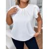 imageFloerns Womens Plus Size Floral Print Short Sleeve Summer Blouse Top ShirtWhite Ivory