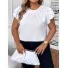 imageFloerns Womens Plus Size Floral Print Short Sleeve Summer Blouse Top ShirtWhite Ivory