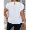 imageFloerns Womens Plus Size Floral Print Short Sleeve Summer Blouse Top ShirtWhite Ivory