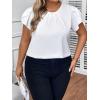imageFloerns Womens Plus Size Floral Print Short Sleeve Summer Blouse Top ShirtWhite Ivory