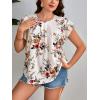 imageFloerns Womens Plus Size Floral Print Short Sleeve Summer Blouse Top ShirtWhite Multi Floral