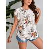 imageFloerns Womens Plus Size Floral Print Short Sleeve Summer Blouse Top ShirtWhite Multi Floral