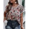 imageFloerns Womens Plus Size Floral Print Short Sleeve Summer Blouse Top ShirtWhite Pink Floral