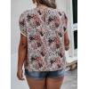 imageFloerns Womens Plus Size Floral Print Short Sleeve Summer Blouse Top ShirtWhite Pink Floral