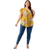 imageFloerns Womens Plus Size Floral Print Short Sleeve Summer Blouse Top ShirtYellow