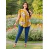 imageFloerns Womens Plus Size Floral Print Short Sleeve Summer Blouse Top ShirtYellow