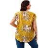 imageFloerns Womens Plus Size Floral Print Short Sleeve Summer Blouse Top ShirtYellow