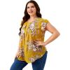 imageFloerns Womens Plus Size Floral Print Short Sleeve Summer Blouse Top ShirtYellow