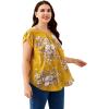 imageFloerns Womens Plus Size Floral Print Short Sleeve Summer Blouse Top ShirtYellow