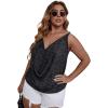 imageFloerns Womens Plus Size Glitter Draped Neck Sleeveless Backless Cami TopBlack