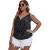 imageFloerns Womens Plus Size Glitter Draped Neck Sleeveless Backless Cami TopBlack