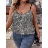 imageFloerns Womens Plus Size Glitter Draped Neck Sleeveless Backless Cami TopBlack Silver Sequin