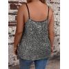 imageFloerns Womens Plus Size Glitter Draped Neck Sleeveless Backless Cami TopBlack Silver Sequin