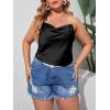 imageFloerns Womens Plus Size Glitter Draped Neck Sleeveless Backless Cami TopBlack Solid