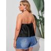 imageFloerns Womens Plus Size Glitter Draped Neck Sleeveless Backless Cami TopBlack Solid