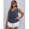 imageFloerns Womens Plus Size Glitter Draped Neck Sleeveless Backless Cami TopDusty Blue