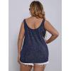 imageFloerns Womens Plus Size Glitter Draped Neck Sleeveless Backless Cami TopNavy Blue Solid