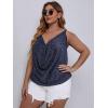 imageFloerns Womens Plus Size Glitter Draped Neck Sleeveless Backless Cami TopNavy Blue Solid
