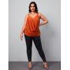 imageFloerns Womens Plus Size Glitter Draped Neck Sleeveless Backless Cami TopOrange