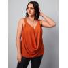 imageFloerns Womens Plus Size Glitter Draped Neck Sleeveless Backless Cami TopOrange