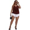 imageFloerns Womens Plus Size Glitter Draped Neck Sleeveless Backless Cami TopRed